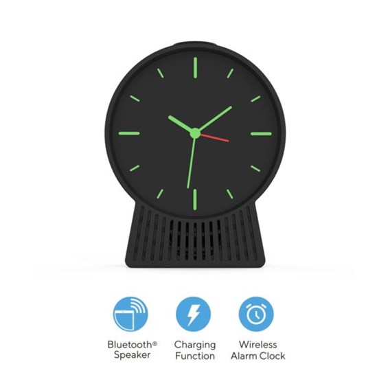 Core Innovations Retro Style Alarm Clock and Bluetooth Speaker Black