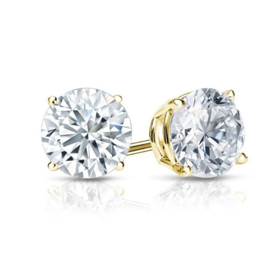 Certified PARIKHS Round Privilege Diamond Stud 18K Yellow Gold 0.25ct ...