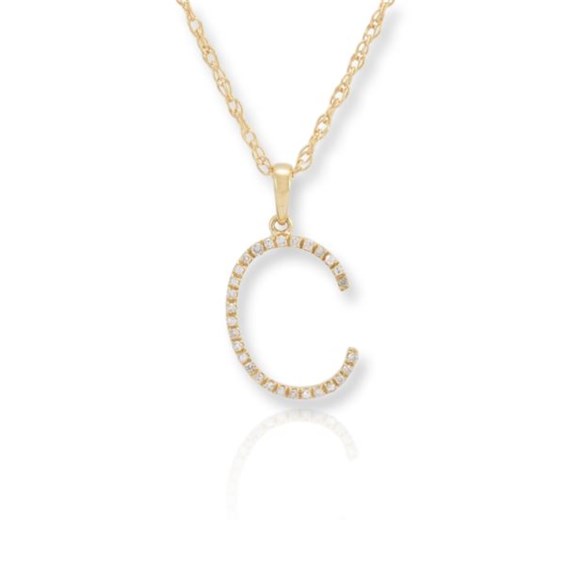 PARIKHS Diamond Initial 'C' Pendant Necklace in 18k Yellow Gold over ...