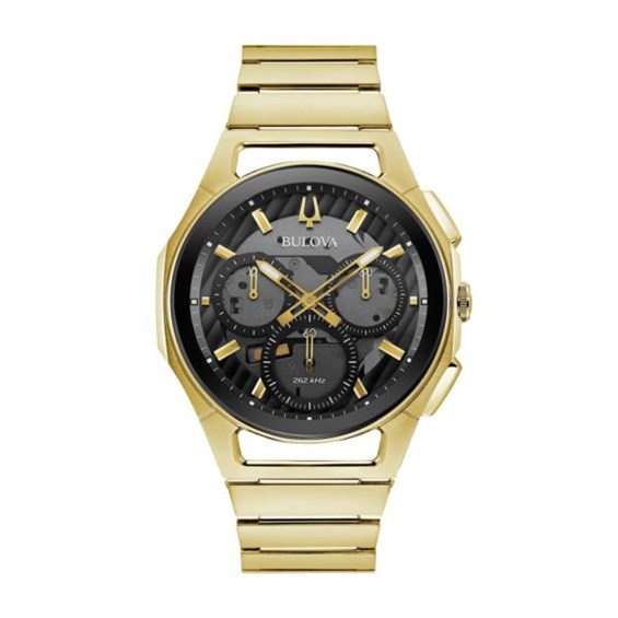 Men's CURV Chronograph Gold Bracelet and Black Dial Watch | Choose-Your ...