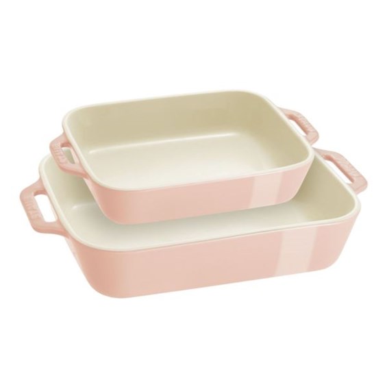 2pc Ceramic Rectangular Baking Dish Set Light Pink | Choose-Your-Gift