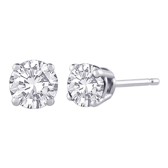 PARIKHS Round Promo Diamond Stud 10K White Gold 0.07ct IJK Color,I3 ...