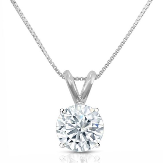 Certified PARIKHS Round Popular Diamond Pendant 14K White Gold 0.90ct ...