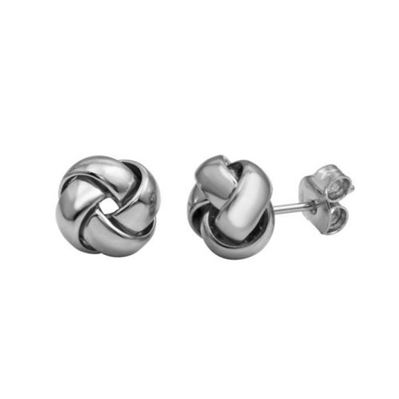 PARIKHS Rhodium Gold Plated Knot Stud Earring in 925 Sterling Silver ...