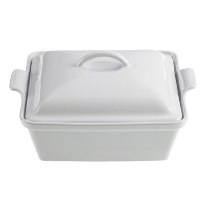 2.5qt Heritage Stoneware Covered Square Casserole White | Choose-Your-Gift