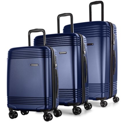 Bugatti Nashville 3-Piece Recycled Pet Hardside Luggage Set-Navy ...