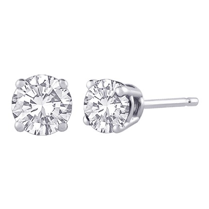 PARIKHS Round Promo Diamond Stud 10K White Gold 0.07ct IJK Color,I3 ...